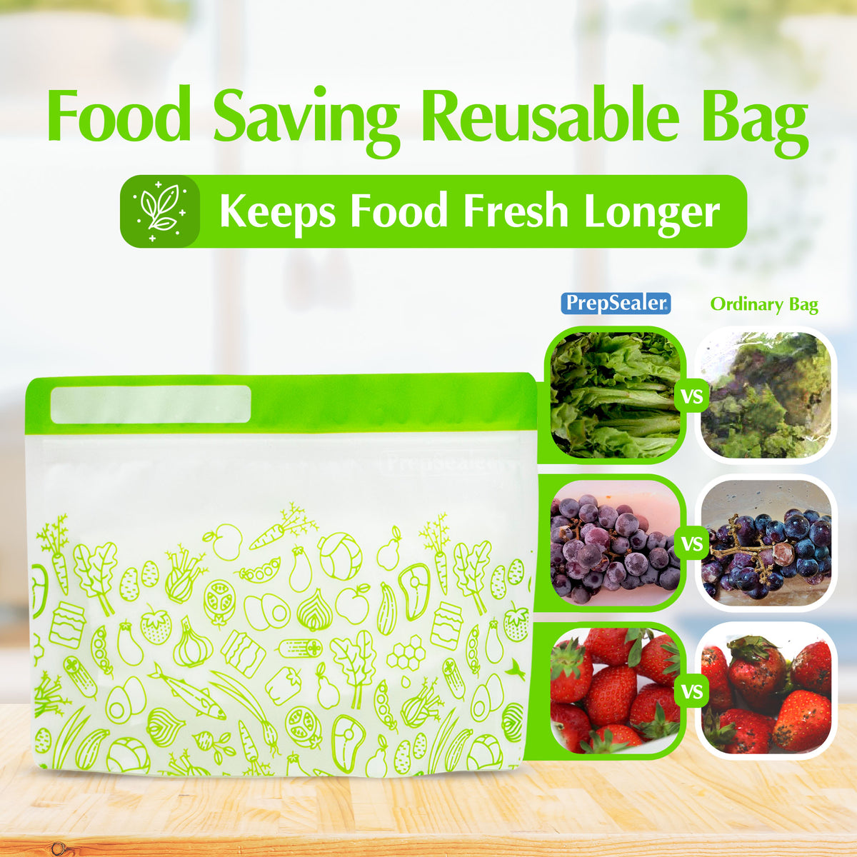 15pcs/set 27cm Self-sealing Plastic Bags For Food Storage, Reusable,  Microwave And Refrigerator Safe