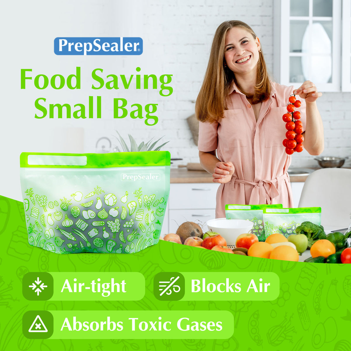 Food Saving Reusable Bag Small 6PC + Medium 6PC - Bundle 12pc Set