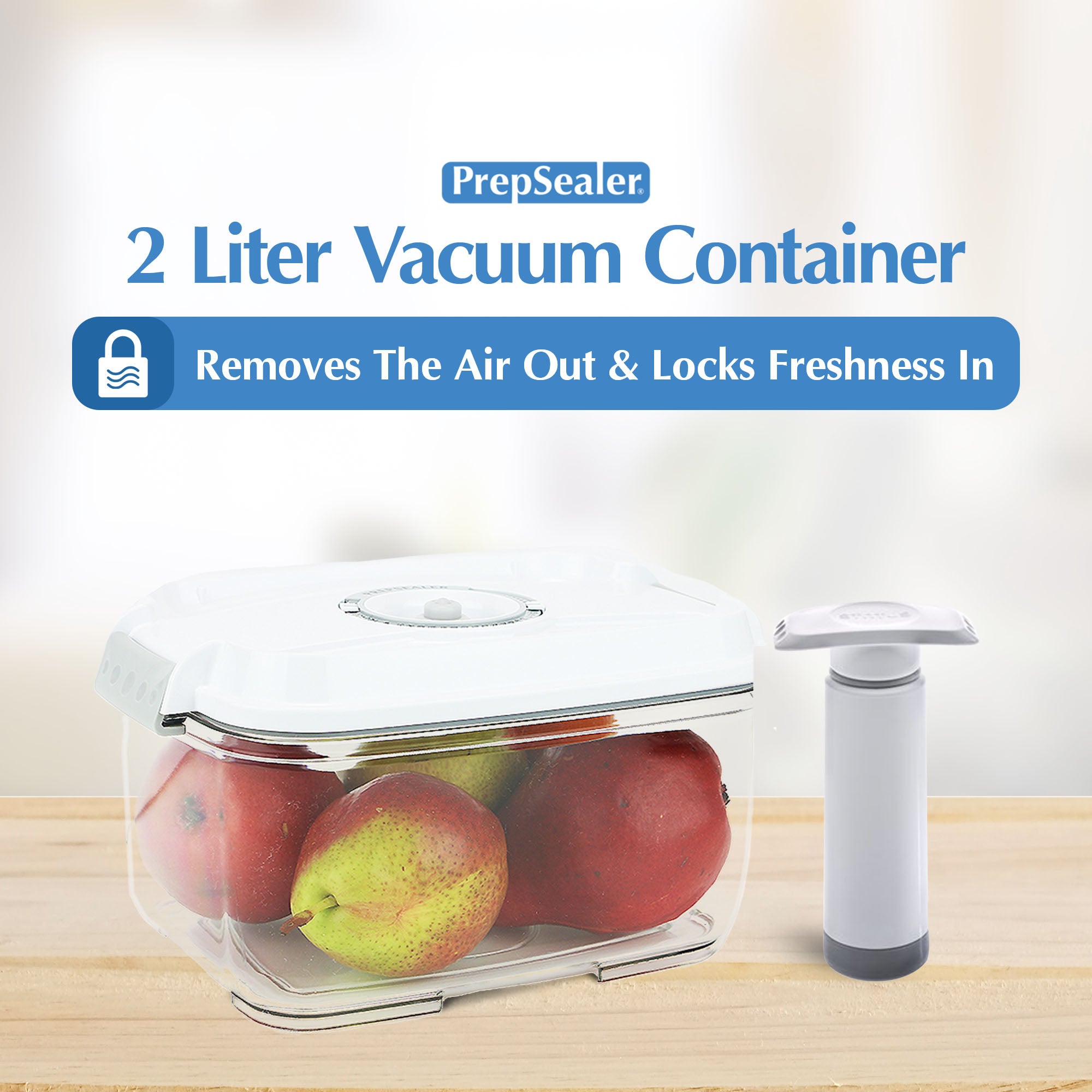 PrepSealer Glass Vacuum Container + Manual Pump