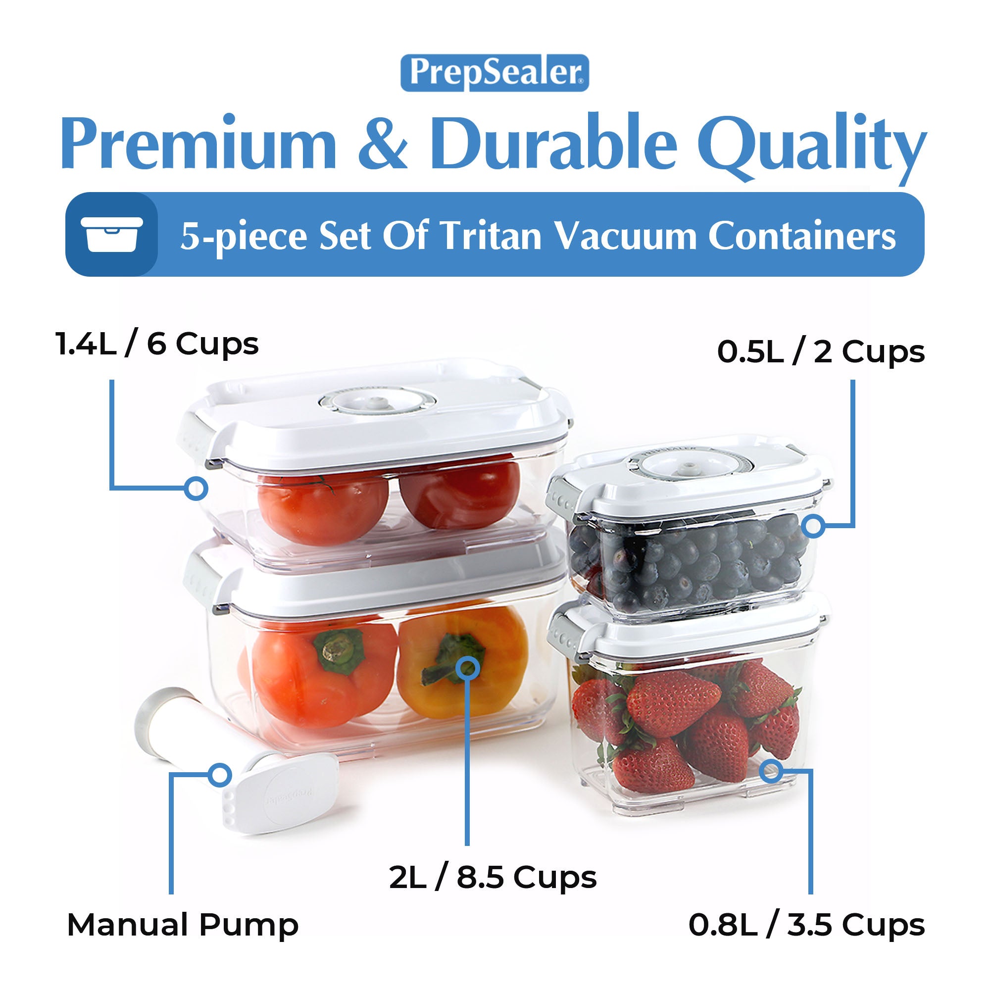 Vacuum Seal 5 Container Food Storage Set